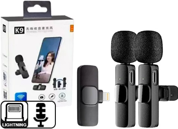 Microfono K9 Lavalier X2 Unidades Conector Lightning Bluetooth Entrevistas Periodiosmo Aire Libre Solo Apple Iphone