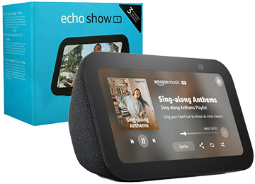 Asistente Virtual Amazon Echo Show 5 Domotica Camara 2mpx Alexa Bluetooth Manos Libres Pantalla 5.5 Pulgadas - Incluye Transformador 15v 1.47a 4.0x1.7mm 22watts