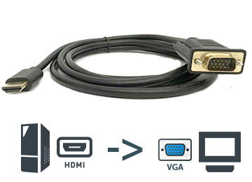 Cable Hdmi M A Vga M 1.8m Con Chip - Entrada Hdmi Salida Vga - No Es Bidireccional