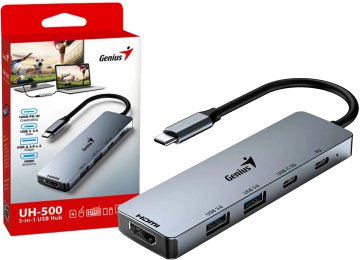 Hub Usb Tipo C A 2xusb3.0 1xusbtipoc 1xhdmi 4k 60hz 1xusbtipoc Pd100w Genius Uh-500 Cable 15cm 5 En 1