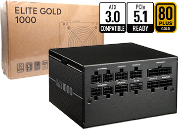 Fuente Cooler Master Elite Gold 1000w Full Modular 80 Plus Gold +12v 83.3a 1x24pines 2x8pinescpu(4+4) 3x8pinespcie(6+2) 1x16pinespcie 9xsata 3xmolex Intel Atx 12v V3.1 Negra