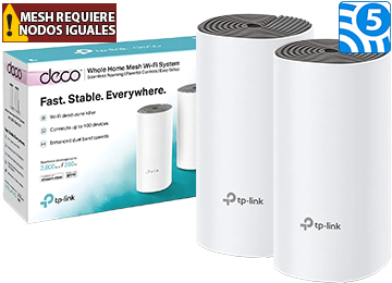 Router Access Point Nodo Tp-link Deco E4 Pack 2 Unidades Mesh Ac1200 Wifi Dual Band 5ghz 867mbps 2.4ghz 300mbps