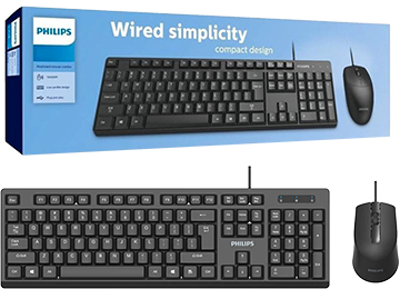 Kit Teclado + Mouse Philips Serie 2000 Cable Usb 1.5mts Espanol Negro