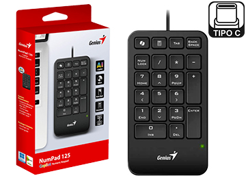Teclado Numerico Genius Numpad 125 Usb Tipo C Cable Negro