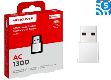 Placa De Red Wifi Usb Mercusys Archer Ma30n Nano Ac1300 Dual Band Usb 2.0 2.4ghz 400mbps 5ghz 867mbps