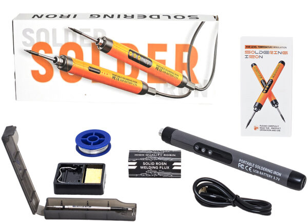 Soldador Digital 260 A 420 Grados Tipo Lapiz 1000mah Incluye Incluye 1 Punta Reemplazable Flux Estano Soporte Con Esponja Vegetal Cable Tipo C Para Cargar En Caja Plastica