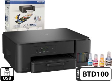 Impresora Brother Dcp-t230 Multifuncion Sistema Continuo No Es Wifi Solo Por Cable Usa Tinta Btd100 Incluye Cable De Tension Cable Usb Y Tintas