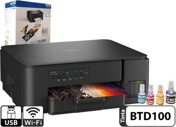 Impresora Brother Dcp-t430w Multifuncion Wifi Sistema Continuo - Utiliza Tinta Btd100 Incluye Cable De Tension Cable Usb Y Tintas
