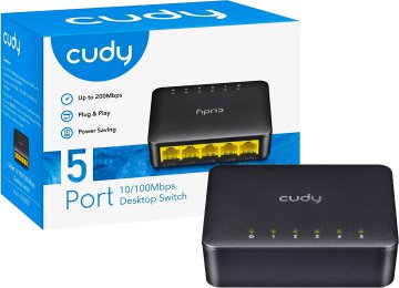 Switch De Red 5 Puertos Cudy Fs105d 10/100 100mbps Incluye Transformador 5v 0.55a