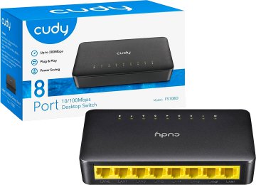 Switch De Red 8 Puertos Cudy Fs108d 10/100 100mbps Incluye Transformador 5v 0.55a