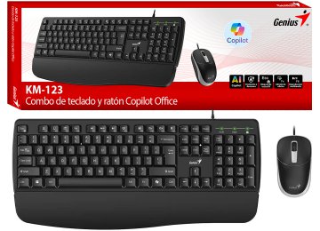 Kit Teclado + Mouse Genius Km-123 Usb Con Cable Mouse 1200dpi Teclado Tiene Tecla 00 Y Copilot Multimedia Negro
