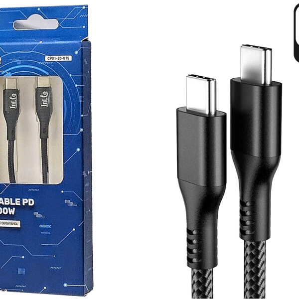 Cable Usb Tipo C M A Usb Tipo C M 1m Pd3 Qc3.0 Fcp Proteccion Ic Emark Hasta 480mbps 100w 20v 5a 480mbps Punta Metalica Intco