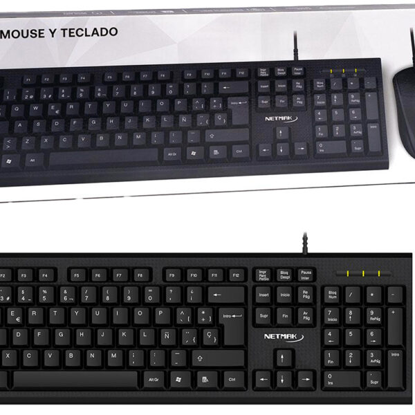 ddr-tp-21650 Kit Teclado + Mouse Netmak Nm-kb340 Usb Mouse 1600dpi Cable 1.1mts Teclado 105 Teclas Cable 1.3mts Espanol Negro