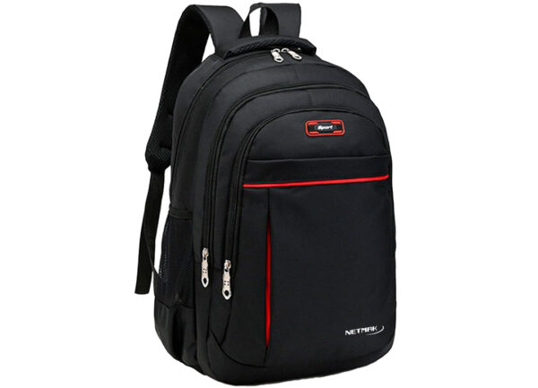 Mochila Netmak Nm-mch16 Notebook 15.6 3 Compartimientos Con Cierre 25l Dimensiones 47x32x14cm Negra Con Rojo