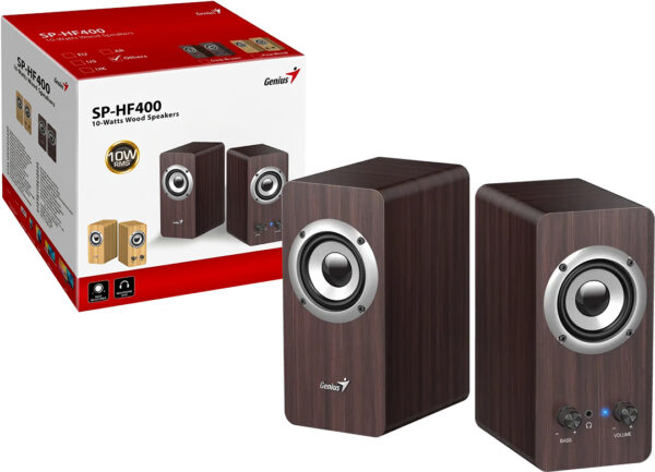 ddr-tp-21693 Parlantes Genius Sp-hf400 10 Watts 220v Madera Marron Oscuro