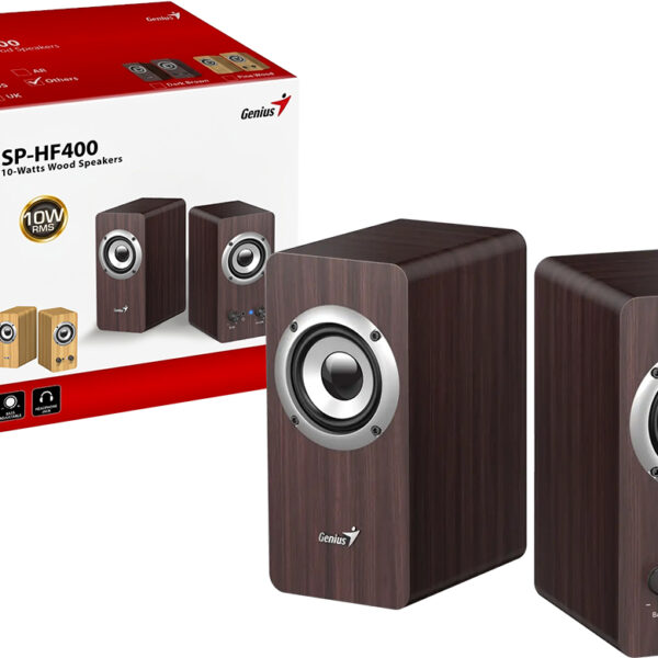Parlantes Genius Sp-hf400 10 Watts 220v Madera Marron Oscuro