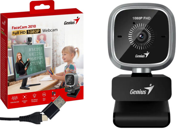 Webcam Genius Facecam 2010 Fhd 1080p 2mp 30fps Microfono 72 Grados De Angulo De Vision Cable 1.5mts Usb Dual Usb Y Usb Tipo C
