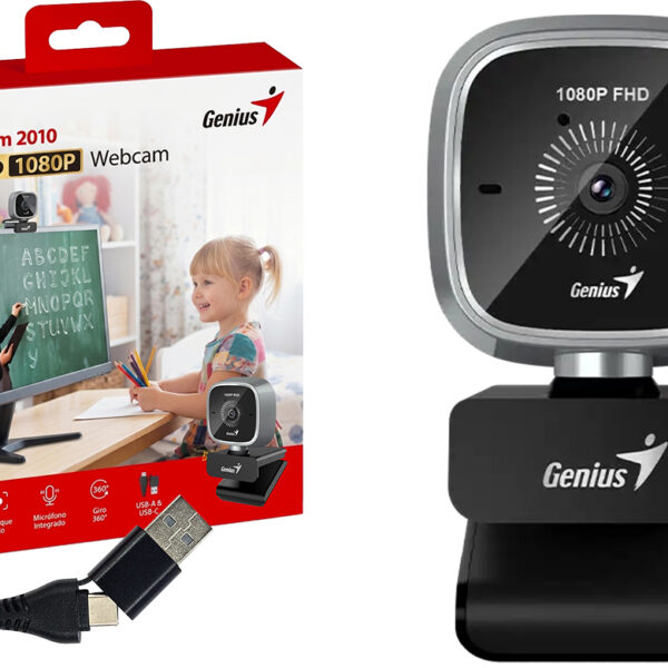 Webcam Genius Facecam 2010 Fhd 1080p 2mp 30fps Microfono 72 Grados De Angulo De Vision Cable 1.5mts Usb Dual Usb Y Usb Tipo C