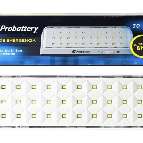 Luz De Emergencia Probattery 30 Leds 3w 180lumens Autonomia Alta 8hs Baja 4hs Dimensiones 192x56x27.5mm