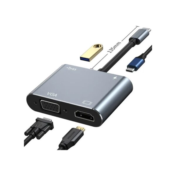 r202272.jpg Cable adaptador Tipo C 4 en 1 HDMI 4K 2K VGA USB 3.0 tipo C Fast