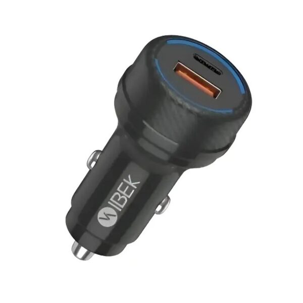 Cargador auto ibek ib-25425 20w usb y tipo c