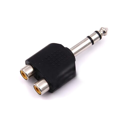 Adaptador Plug 6.5mm Macho a 2 x Jack RCA Hembra Audio