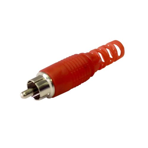 Plug de Audio RCA Macho Mono Plástico con Colita Rojo Para Soldar
