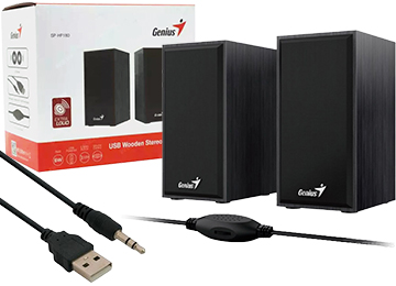 Parlantes Genius Sp-hf180 Usb 6w Control De Volumen Noble Black Madera Negro