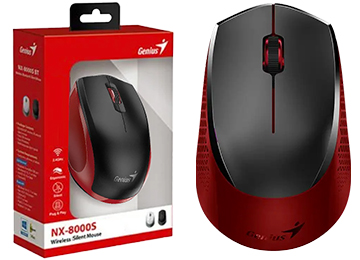 Mouse Genius Nx-8000s 1200dpi Incluye Pila Aa Negro Con Rojo Inalambrico