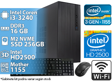 Cpu Intel I3-3240 Dualcore 3.4ghz 16gb Ddr3 256gb Ssd Wifi Vga Hdmi Oficina Internet Juegos Basicos Con Teclado Y Mouse Sin Sistema Operativo - Reacondicionada - Sin Detalles Esteticos