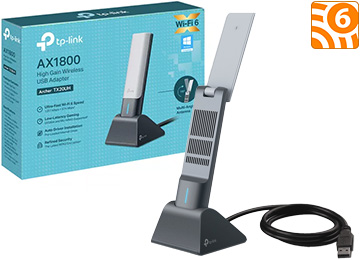 ddr-tp-19236 Placa De Red Wifi Usb Tp-link Archer Tx20uh Wifi 6 Dual Band 2.4ghz 574mbps 5ghz 1201mpbs Ax1800 Baja Latencia Alta Potencia 2 Antenas