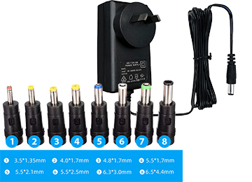 ddr-tp-20694 Cargador Transformador Universal 5v 3a 15w Con 8 Conectores Patas Cruzadas - Kit Fichas 8 Plug Plugs