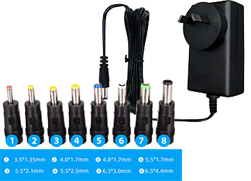 ddr-tp-20696 Cargador Transformador Universal 9v 2a 18w Con 8 Conectores Patas Cruzadas - Kit Fichas 8 Plug Plugs