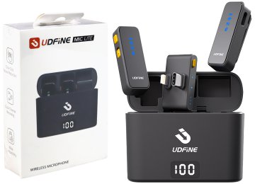 Microfono Udfine Mic Lite Omnidireccional Wireless 2.4ghz Cancelacion De Sonido Conexion Por Usb Tipo C O Lightning Incluye Receptor Con 2 Microfonos Y Cable Usb Tipo C Para Cargar