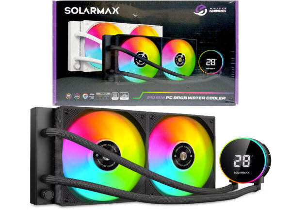 Water Cooler Solarmax Wc-b240s 2x120mm 2800rpm Rgb 275x120x52mm Tdp 280w Pantalla Lcd Temperatura 1200 1700 2066 2011 2011 115x Am5 Am4 Am3+ Am2+ Fm1 Fm2+ Negro