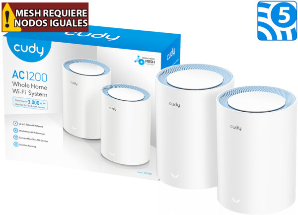 Router Access Point Nodo Cudy M1200 Ac1200 1.0 2xrj45 Dual Band 5ghz 867mbps 2.4ghz 300mbps 10/100 Mu-mimo Mesh