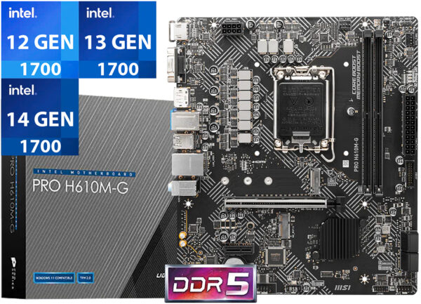 ddr-tp-21812 Mother Msi H610m-g 1xvga 1xhdmi 1xdisplayport 2xddr5 1xps2 4xusb2.0 2xusb3.2 1xpciex16 1xpciex1 4xsata Rj45 1xm2 1xm2wifi 1700 Compatible Generacion 12 13 14 Actualizado