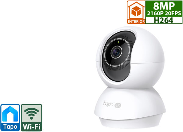 Camara Ip Tp-link Tapo C250 4k 8mp H264 Wifi Vision Nocturna 360 Grados Control Ptz Microsd Hasta 512gb Auto Zoom Deteccion Persona Mascota Vehiculo Llanto Bebe Sirena 96db Interior - App Tapo
