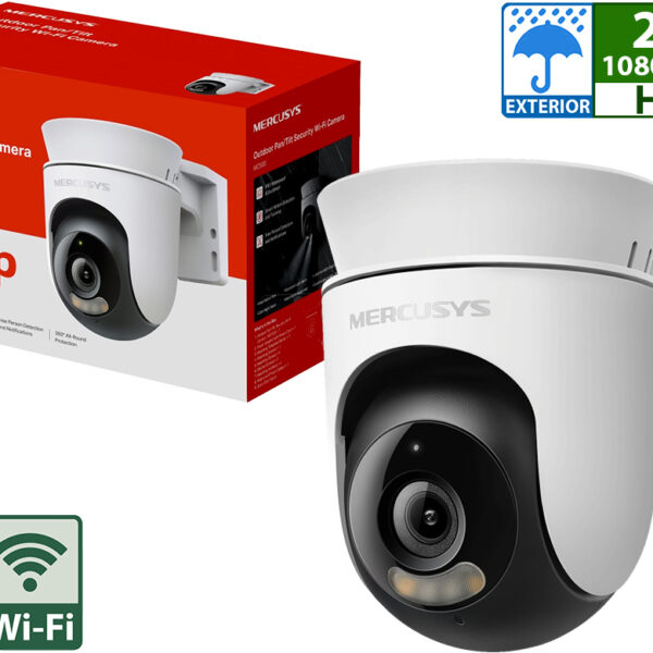 Camara Ip Mercusys Mc500 1920x1080 2mp H264 Wifi Ip65 Vision Nocturna 360grados Control Ptz Deteccion Persona Ia Movimiento Microsd Hasta 512gb Sirena 88db - Exterior - Usa App Mercusys