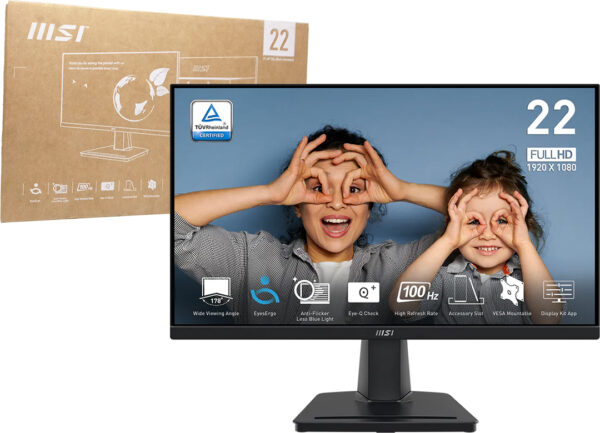Monitor Msi 22 Pro Mp225v Epe0 1xhdmi 1xvga 100hz 1920x1080 1ms 21.45 Pulgadas Incluye Cable De Tension Y Cable Hdmi