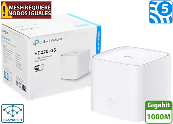 Router Access Point Nodo Tp-link Hc220-g5 3xrj45 Gigabit Dual Band 5ghz 867mbps 2.4ghz 300mbps Mu-mimo Wp3 Easymesh Multi Ssid