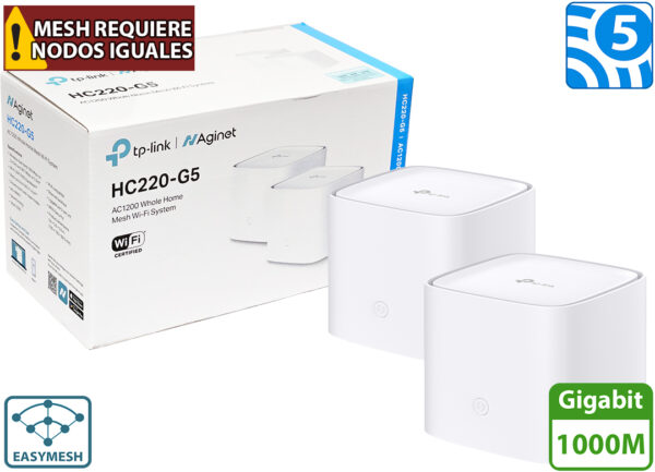 ddr-tp-21843 Router Access Point Nodo Tp-link Hc220-g5 Pack 2 Unidades 3xrj45 Gigabit Dual Band 5ghz 867mbps 2.4ghz 300mbps Mu-mimo Wp3 Easymesh Multi Ssid