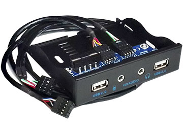 Panel Frontal Bahia 3.5 2 Puertos USB 2.0 + 2 Jack Audio Micrfono - Alimentacion Molex - 9 Pines Audio 9 Pines USB Mother