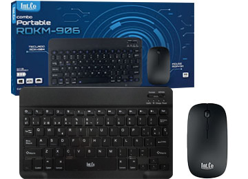 Kit Teclado + Mouse Intco Rdkm-906 Slim Teclado Recargable Mouse Slim 1600dpi 2xaaa No Incluidas Bluetooth Negro