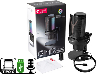 Microfono Yanmai GM7 USB Direcional Cardioide 16/24BIT Salida Auricular Plug 3.5MM En El Microfono Con Condensador RGB Incluye Soporte Cable USB Tipo C A USB Y Adaptador USB A Tipo C