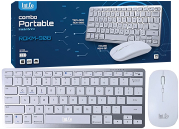 Kit Teclado + Mouse Intco Rdkm-908 Slim Teclado Recargable Mouse Slim 1600dpi 2xaaa No Incluidas Bluetooth Gris Plata