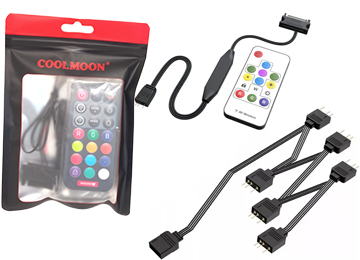 Controladora Argb 5V 3 Pines A SATA Con Control Remoto Y Cable De 1 A 4 Conectores Coolmoon