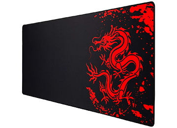 Pad Mouse Jng Xl Dragon Rojo 30x80cm 300x800x2mm Antideslizante Bordes Cocidos Negro Con Rojo En Bolsa