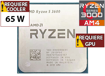 Procesador Amd Ryzen 5 3600 4.2ghz 6 Nucleos 12 Hilos 32mb L3 Cache 65w Am4 - No Trae Video Integrado - Outlet - Usado - Oem - Sin Caja Ni Cooler Ventilador