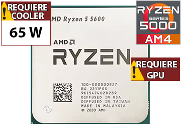 Procesador Amd Ryzen 5 5600 3.5 Ghz 6 Nucleos 12 Hilos 35 Mb L3 Cache 65w Am4 - No Trae Cooler - No Trae Video Integrado - Outlet - Usado - Oem - Sin Caja Ni Cooler Ventilador